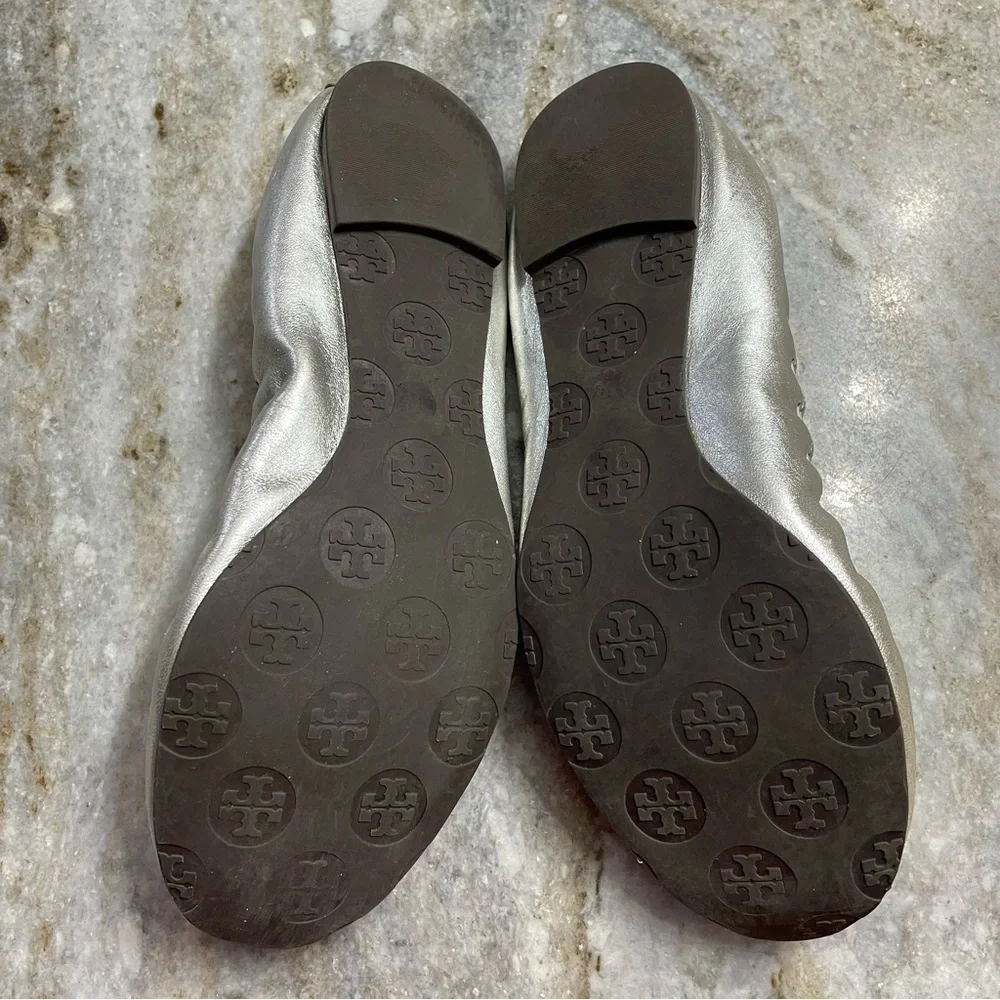 Tory Burch Silver Reva Tassel Ballet Flats Women’s